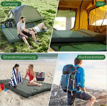 Каремат самонадувний Camping 2025, 12 см, з підголівником 16 см та помпою - для туризму, пляжу, кемпінгу. Ультралегкий, міцний