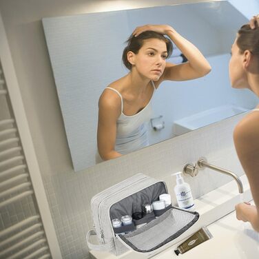 Чоловічий дорожній косметичний набір Wandf - органайзер для туалетних речей (Джинс, Бежевий)