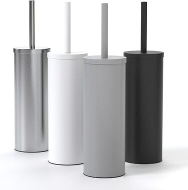 Торцева щітка для унітазу з нержавіючої сталі та силікону з дискретним тримачем - щітка для туалету з захистом від бризок, антибактеріальна, сіра