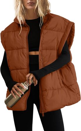 SENSERISE Пухнаста жилетка для собак, великого розміру, стегана, з блискавкою, для верхнього одягу, з кишенями, XL, Dusty Orange