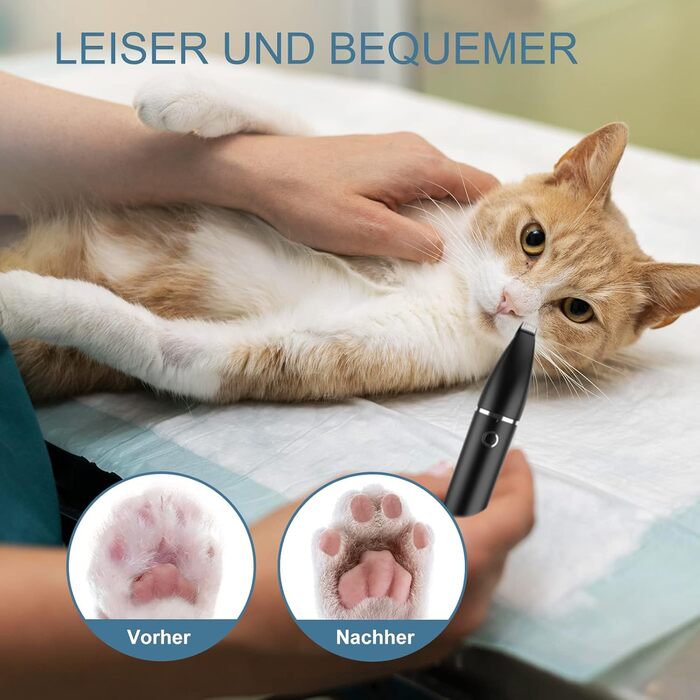 Триммер для собак: набір для стрижки кігтів, USB-зарядка, безпечний, тихий, IPX7 водонепроникний, чорний