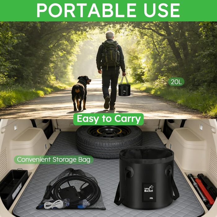 Портативний душ для кемпінгу Campingdusche 20л з насосом, акумулятором 6000mAh та індикатором температури