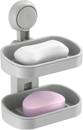 Настінний тримач для мила з піддоном TAILI, сірий, 5 кг, без свердління, для ванної/душу/кухні