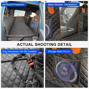 Захисний килимок для собак у машину JOEJOY, 147x73 см, чорний. Водонепроникний, антикіготковний, з кріпленням на ремінь безпеки. Підходить для пікапів.