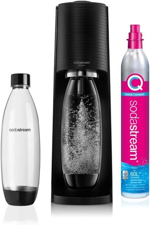 SodaStream Aqua Fizz Terra: комплект з 2 пляшок 1 л, балон CO2 Quick Connect (60 л), чорний матовий