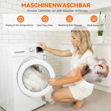 Електрична гріюча ковдра Warmfay з автоматичним вимкненням, 180 × 130 см, штучне хутро, теплий фліс, 8 режимів нагріву, таймер 1-12 годин, пральна, м'яка ковдра для ліжка та дивана - кольору абрикос