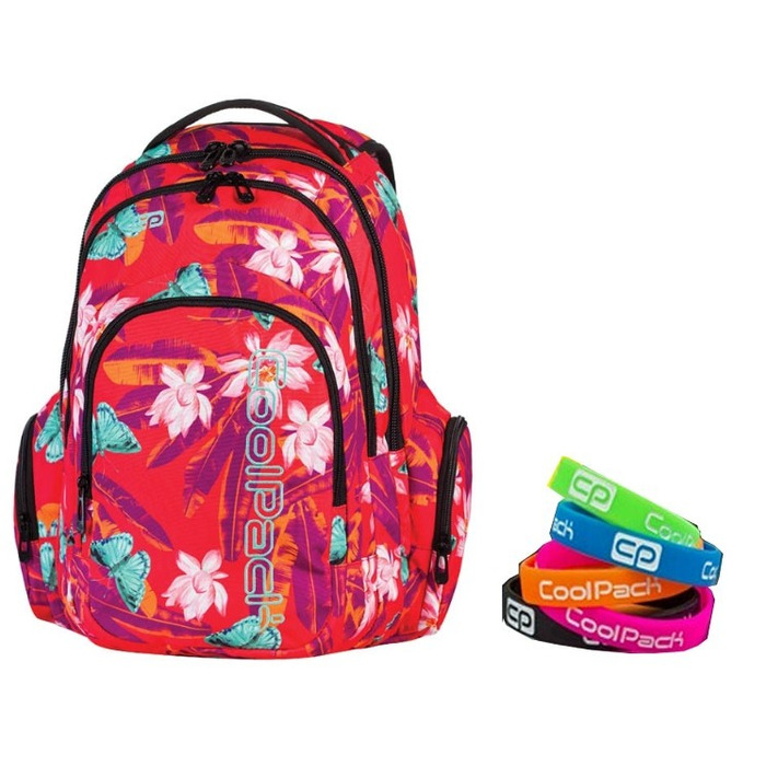 Багатовідсіковий шкільний рюкзак CoolPack, червоний, багатоколірний, 28 л