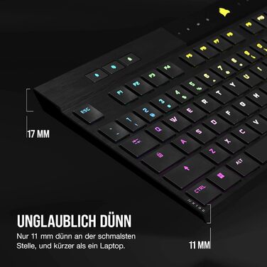 Ігрова механічна клавіатура Corsair K100 Air Wireless RGB з перемикачами Cherry MX Ultra Low Profile, Bluetooth, QWERTZ DE, чорна