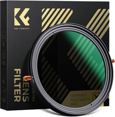 Фільтр K&F Concept 67mm 2-в-1: поляризаційний (CPL) та ND2-ND32 (1-5 ступенів затемнення)