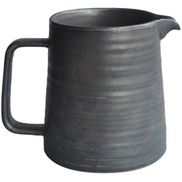 Versatile ceramic pitcher with cream-colored stoneware, ceramic coffee-tea decanter and coffee pot, retro metallic glaze, 460ml