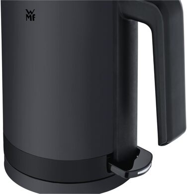 WMF Kitchenminis Mini Travel Kettle Stainless Steel 0.8l, Electric Kettle with Scale Filter, 1800 W, Small Teakettle, Stainless Steel, Black Deep Black