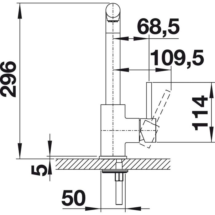 Кухонний змішувач BLANCO MILA з висувним виливом, високий тиск, керамічна картридж, запобіжник зворотного потоку, хромований, 25.5x10.5x27 см