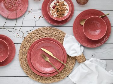 Набір посуду CreaTable Serie Orient Mandala 18 предметів, порцеляновий, червоний, для мікрохвильової печі та посудомийної машини, виготовлено в Європі