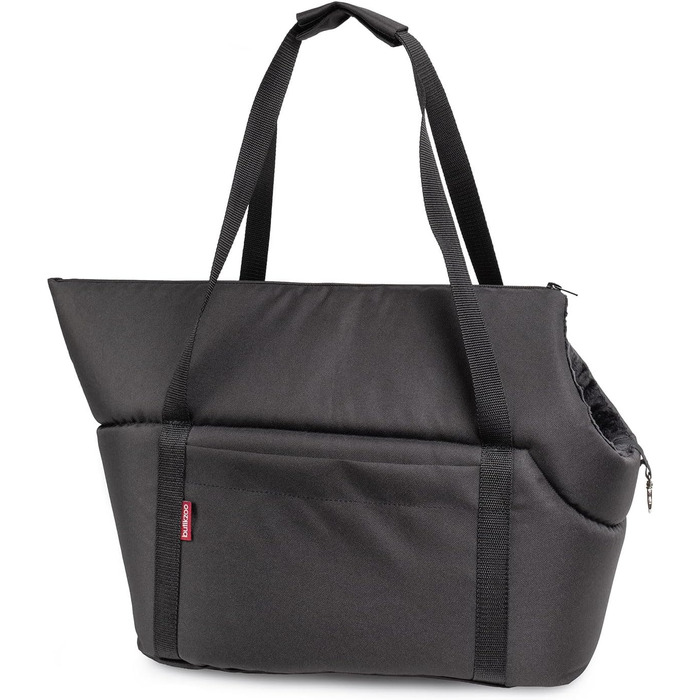 Сумка-переноска для собак та котів | Сумка на плече для тварин з гумкою та карабіном | до 15 кг | Матеріал: еко-замша (Velvet) | Розмір: L (42 x 29 x 33 см) | Чорний колір