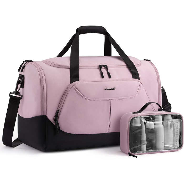 Спортивна сумка LOVEVOOK для жінок 30L з відділенням для взуття та мокрих речей, невелика сумка для залу, плавання, сауни, ручної поклажі для спорту, фітнесу, тренувань, подорожей, водонепроникна дорожня сумка-мішок (B-рожевий, 45x24x28cm(30L))