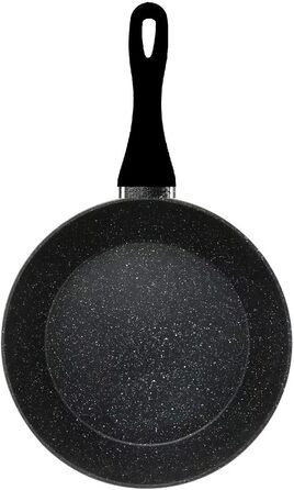 Набір сковорідок, чорний колір, з ефектом граніту - 3 шт. (28 см + 24 см + 20 см), антипригарне покриття, для індукційних, газових та склокерамічних плит