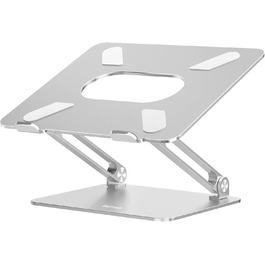 Adjustable Aluminum Laptop Stand - Ventilated Laptop Holder for 10-17 Inch Laptops, MacBooks, Dell, HP, Samsung, Acer - Silver