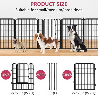 Металевий вольєр для собак на вулицю, 81.3 см, загін для цуценят, переносна клітка-загін для собак великих, середніх та малих порід, з воротами