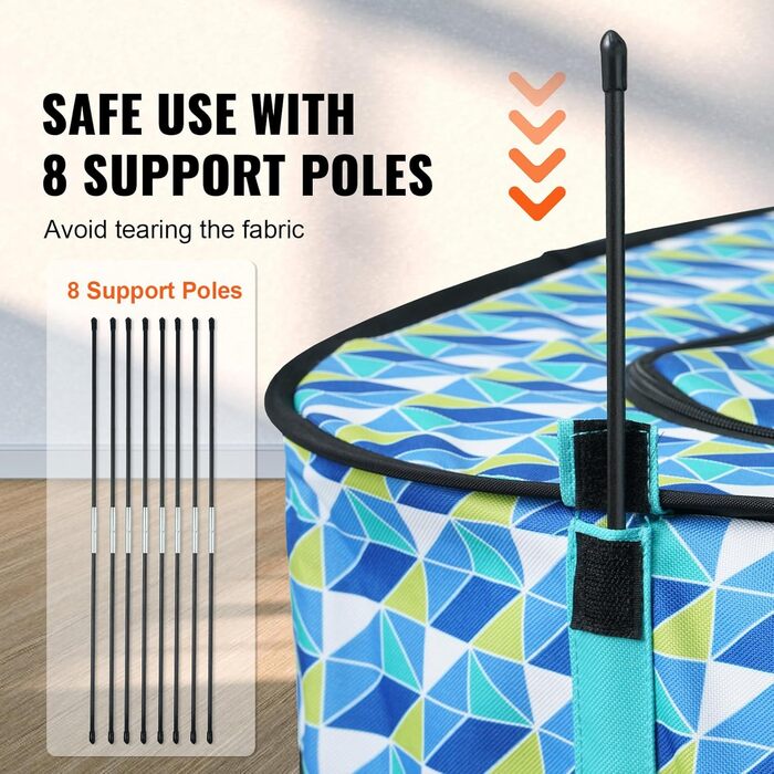 Клітка для цуценят VEVOR, розкладний вольєр для собак, 914 x 914 x 584 мм, з мискою, 600D Oxford, для малих та середніх тварин (Блакитна)