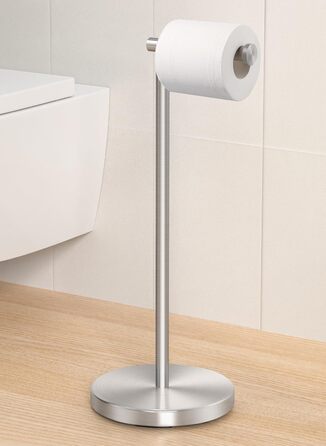 Stainless Steel Freestanding Toilet Paper Holder with Weighted Base - Brushed SUS304 Finish