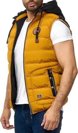 Чоловіча тепла жилетка Backrock Sim-Fit з відстібною капюшоном та коміром, сучасна стегані жилетка (M, гірчичний)