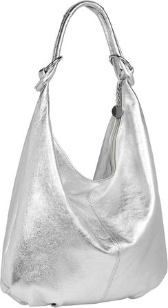 Сумка жіноча Caspar Vintage з велюрової шкіри (сріблястий металік) - Made in Italy - Модель №617