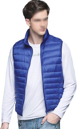 Чоловіча жилетка GUOCU з мікрофайзера та пуху, ультралегка, без рукавів, тепла зимова жилетка, сапфіровий (L)