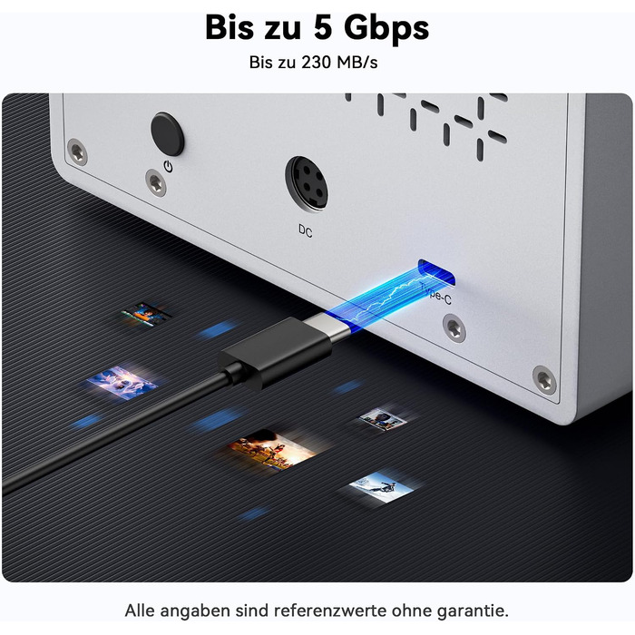 Зовнішній корпус для жорстких дисків Yottamaster на 5 слотів USB-C, алюмінієвий SATA Case для HDD/SSD 3.5