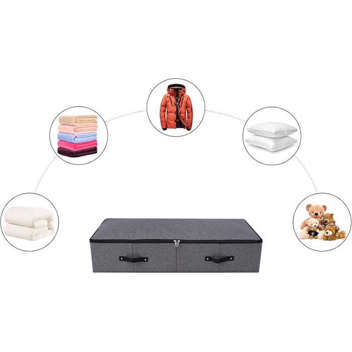 Складана коробка для зберігання під ліжком, 90x42x18 см, чорно-сіра (2 шт.)