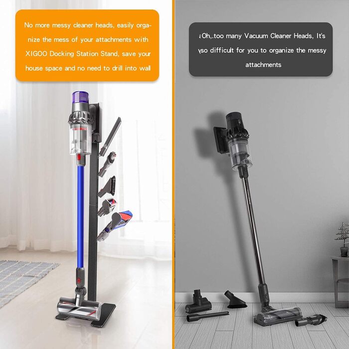 Підставка для пилососа сумісна з Dyson V15 Detect, V11, V10, V8, V7, V6. Органайзер для пилососа та аксесуарів, чорний (5 гачків).