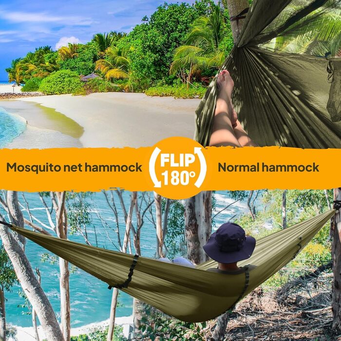 Гамак-москітна сітка NATUREFUN, 300 кг, армійний зелений (300 x 200 см)