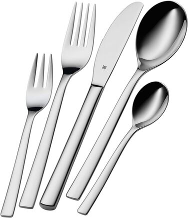 WMF Palermo Cutlery Set, 12 Place Settings, 60-Piece Dinner Set, Monobloc Knives, Cromargan Stainless Steel Polished, Shiny, Dishwasher Safe