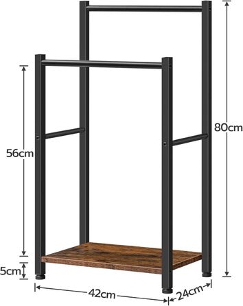 HOOBRO Тримач для рушників, підставка для рушників, рейли для рушників стоячі з 2 перекладинами, для рушників, одягу, ковдр, газет, економія місця, стабільний, білий та натуральний колір EWN02LB01 Білий + Натуральний (Темно-коричневий + Чорний)
