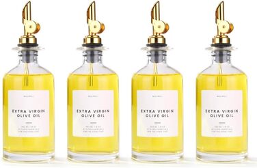 Molimoli Olive Oil Set in Glass, 350-ml Bottles with Weighted Dispensers, 4 Pieces