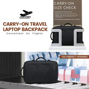 Рюкзак LOVEVOOK 30-40L для подорожей, чорний, з відділенням для ноутбука 17.3 дюйма, антикрадійний, ручна поклажа, розширюваний