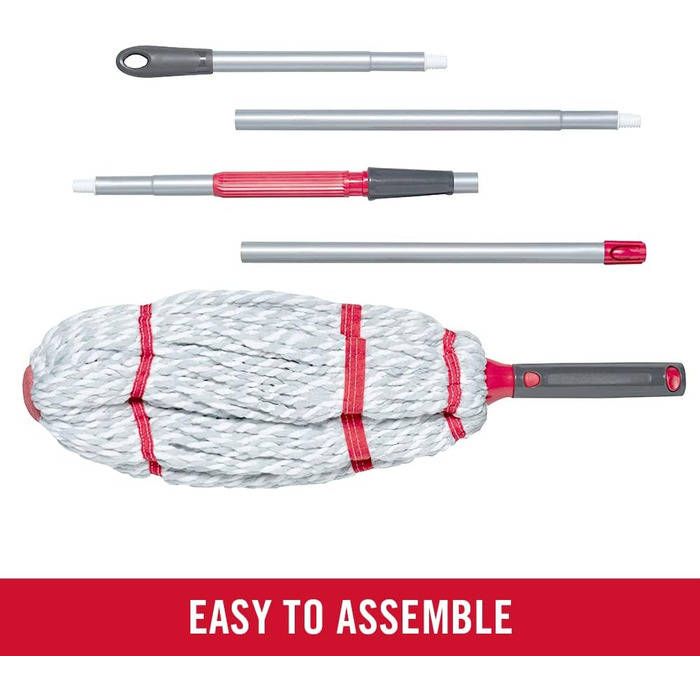 Rubbermaid Microfiber Twist Mop and 2 Refill Sets, Red, Integrated Wringer, Machine Washable and Reusable, Lightweight, Cleans Hard-to-Reach Areas, for