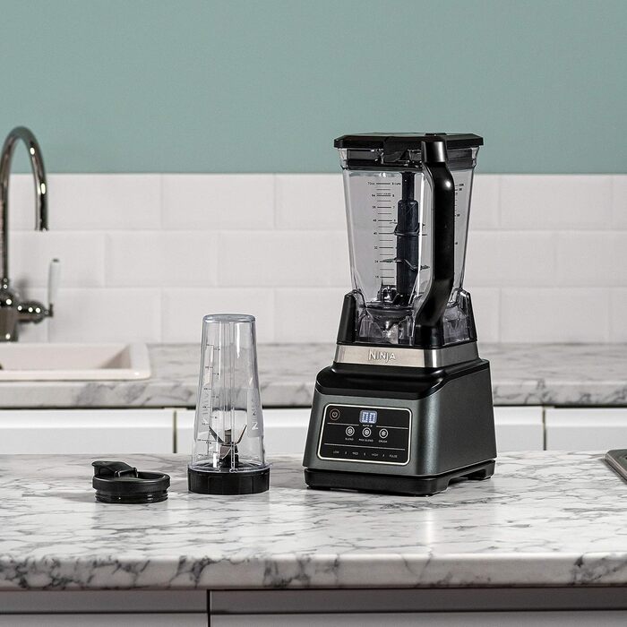 Ninja 2-in-1 Mixer with 3 programs; Mix, Max Mix, and Chop & 4 manual settings, 2.1L pitcher & 700ml cup, 1200W, dishwasher safe, Auto-iQ, Black BN750EU 2-in-1 Mixer