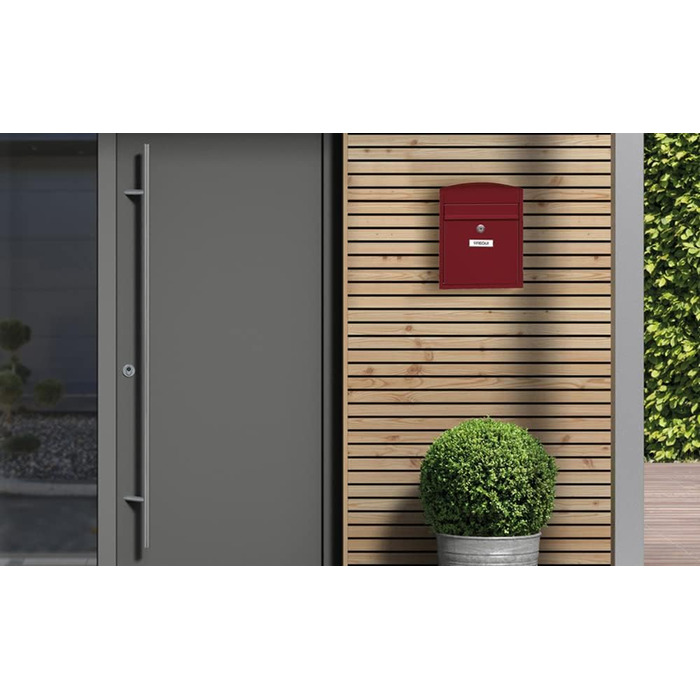 Поштова скринька ARREGUI Compact E5731 сталева, біла (червона) S (DIN A5), настінна, водонепроникна, з табличкою для імені, 2 ключі, проста установка