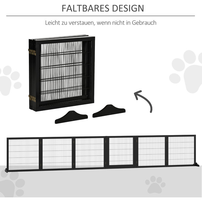 Захисне ґратка для собак PawHut - регульоване, вільне стояння, 70H x 432B см, 6 панелей, чорний