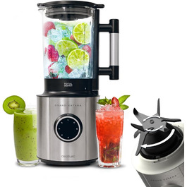 Cecotec Stand Mixer Grand Katana 2700MAX Total Destroy Screen B. Maximum Power 2700W, Digital Display, 8-Blade Knife with Black Titanium Coating, 1.8L Glass Jug