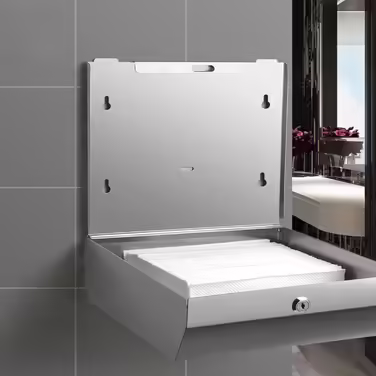 NICEME Paper Towel Dispenser, Stainless Steel Towel Dispenser Lockable, Wall-Mounted Tissue Dispenser, Suitable for Z-Fold Paper Towels, Holds 250-400 Sheets