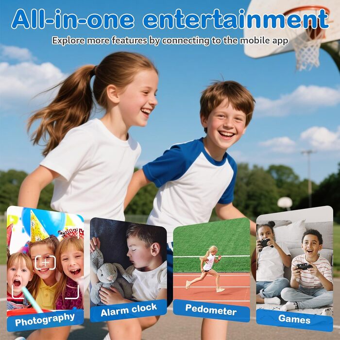 Смарт-годинник Kinder: GPS, Wi-Fi, SOS, дзвінки, ігри, для дітей 4-12 років, чорний