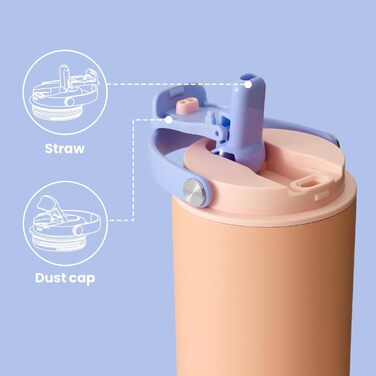BOTTLE BOTTLE Insulated Water Bottle with Straw and Handle, Stainless Steel Water Bottles for Car, Sports, Home, Office, and School, 750 ml, Leak-Proof, Peach