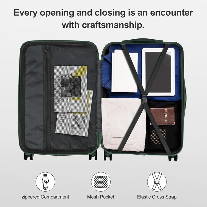 Набір валіз LALAHO Zwillingsrollen: M, L, XL (Рожеве золото, 55см, 65см, 65см). Чемодани-ролики з жорстким корпусом