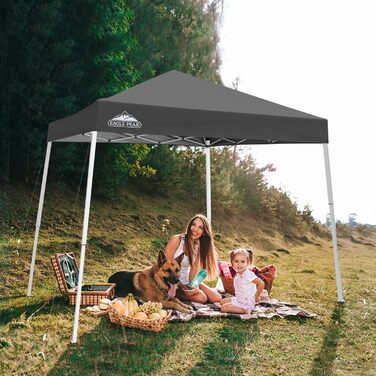 EAGLE PEAK 3x3m Event Tent with Slanted Legs, Pop-up Pavilion for Outdoor Use, UV Protection 50+, Waterproof, Foldable, Folding Gazebo for Camping, Garden, Party, Dark Blue (Gray)