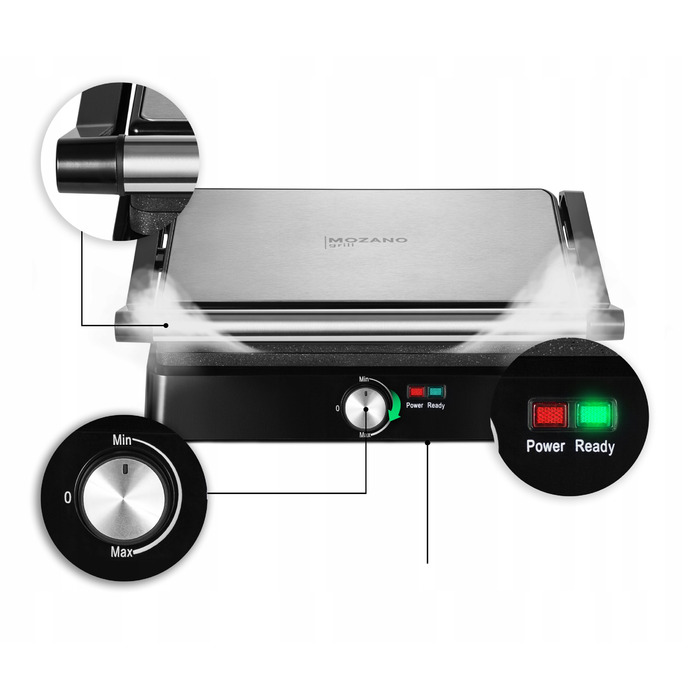 Електричний розкладний гриль Mozano Grill Chef, чорний, 2200 Вт, великий