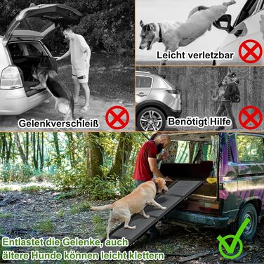 Східці для собак складні, 157 см, для великих собак до 110 кг, з неслизькою поверхнею та зручною ручкою, чорного кольору