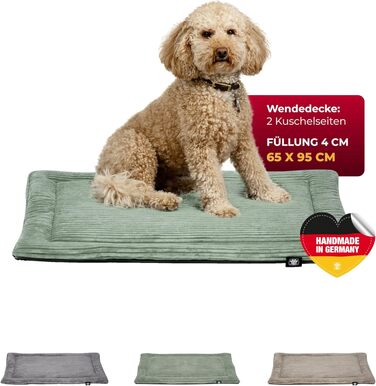 М'яка підстилка для собак XS з антиковзним покриттям – комфортний лежак для тварин, 65x95 см, Made in Germany (Зелений)