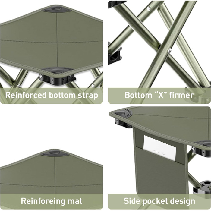 Туристичний складаний стільчик для відпочинку на природі, армійного кольору, 33 см