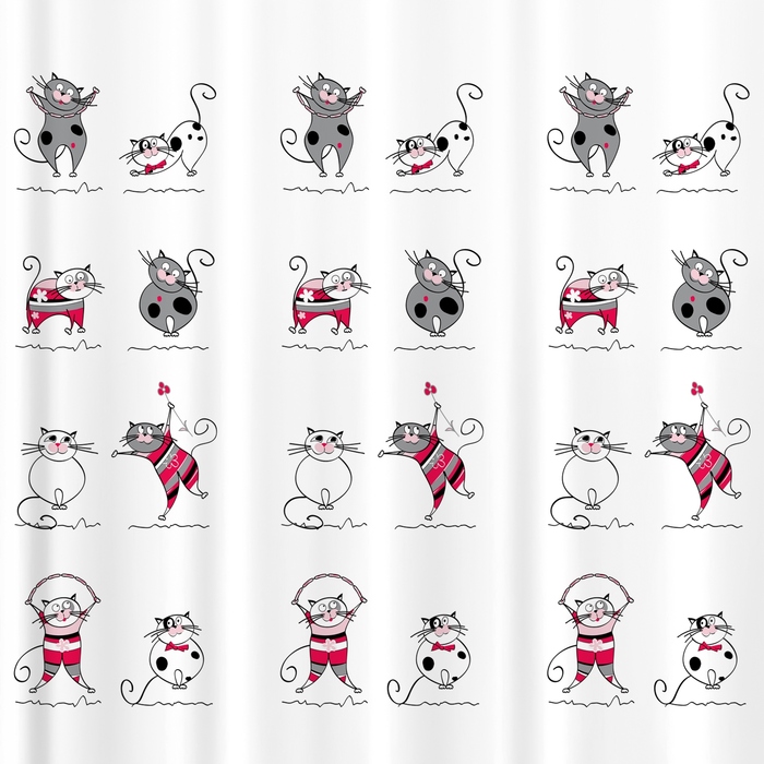 Текстильна штора для ванни Tatkraft Funny Cats